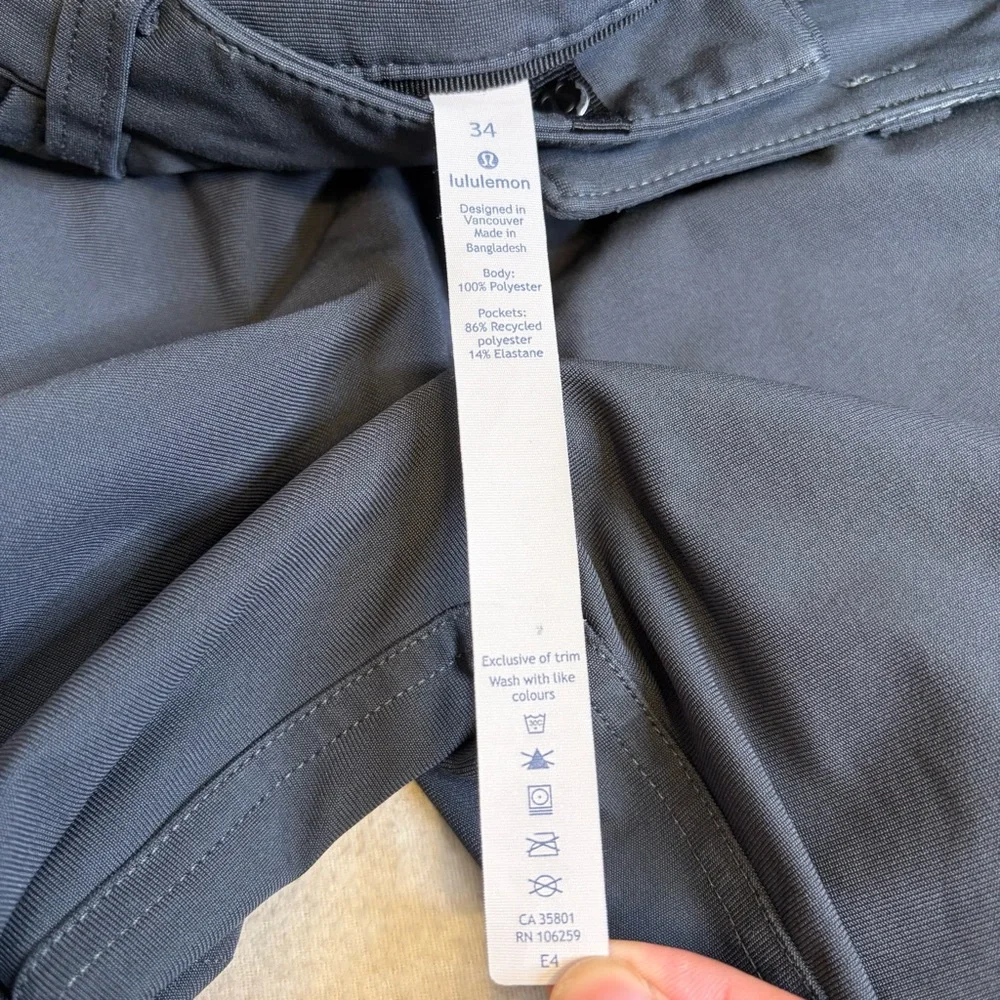 Lululemon ABC Pant Classic 34” Dark Gray‎ Obsidian Size 34 - Picture 5 of 9